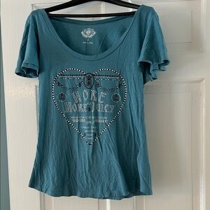 Juicy Couture original designer teal  cotton Heart Embellished Tee
